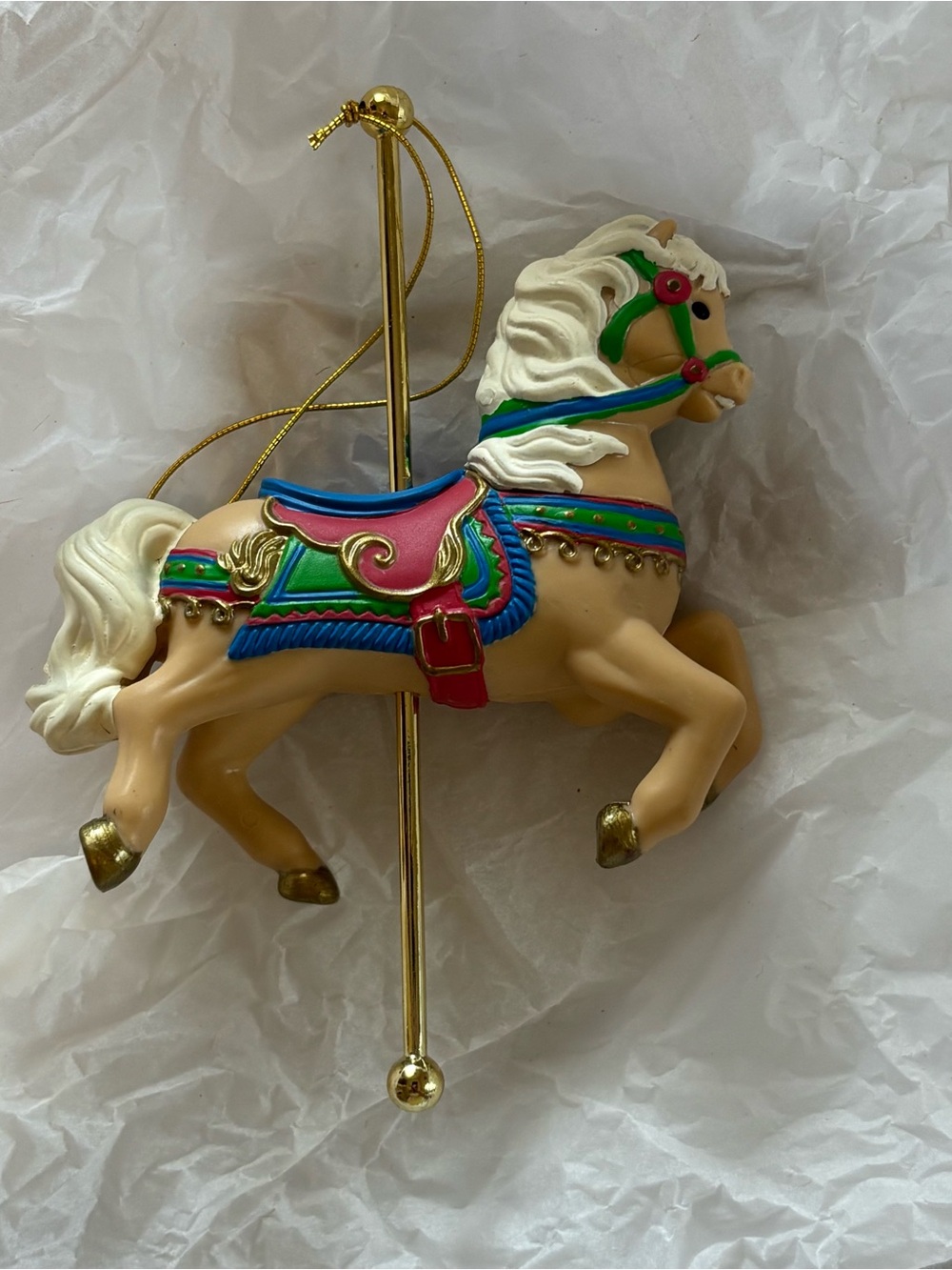Vintage Avon Carousel Palomino Horse Ornament “Gallant Steed”